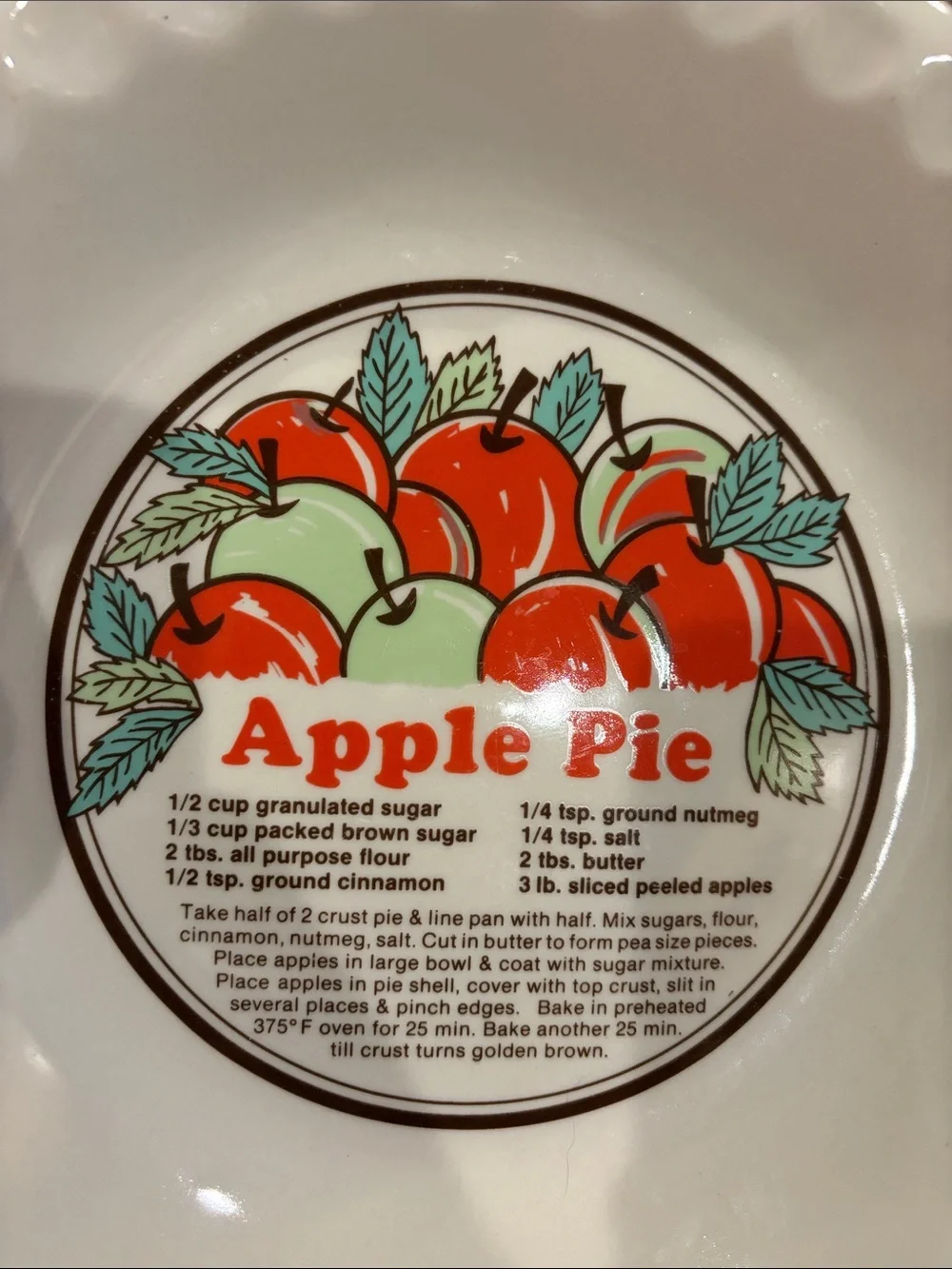 Vintage Sunnycraft recipe pie plate